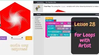 code org Express Course Lesson 28 For loops with Artist