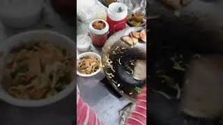 Street Cart Food. Fried yellow Noodle 🍜 With Beef, P&acirc;t&eacute;, eggs  on top Cooking 4K. #Short