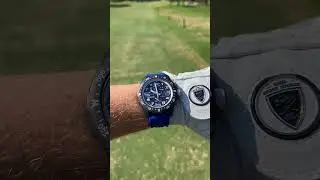 Golfing in the Breitling Endurance Pro paired on WIS Straps Royal Blue Rubber Strap 🏌️&zwj;♂️