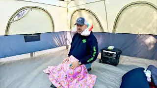 Семейный кемпинг на 4 человека в ОГРОМНОЙ палатке, одеяла Unicorn и подушки Rainbow............