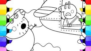 Daddy Pig has fallen out of the plane Drawing Easy, Peppa Pig Drawing, Peppa Pig Coloring, Peppa Pig