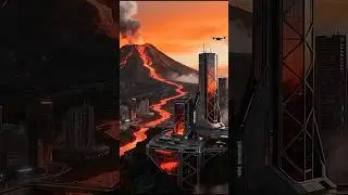 Futuristic Landscapes: City on the Edge of a Volcano (2055 Vision)