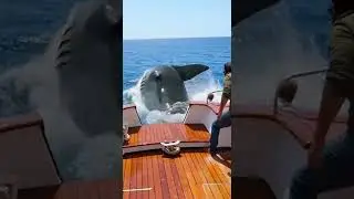 💥 Shark CRASHES onto Boat! Unbelievable Ocean Encounter #sharkattack #oceanlife #wildlife