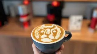 Lion face latte art free pour coffee art✅