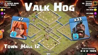Valkyrie Hog Riders Clash of Clans 3 Stars | ValkHog Town Hall 12