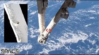 Space Station's robotic arm hit by orbital debris - See the hole!