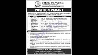 jobs 2023, jobs 2023 in islamabad, Jobs in Bahria university