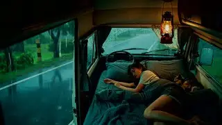 Relaxing Rain Sounds on a Cozy Car - Sleep Fast with This Warm Night Rain