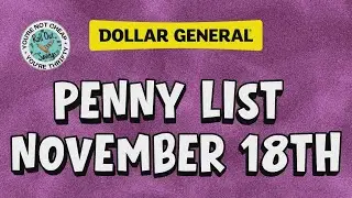 Dollar General Penny list for Tuesday November 18th