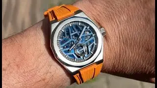 ZENITH Defy Skyline Skeleton - blue dial, orange strap - different light sources