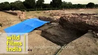 Excavated remains of Baradari at the site of Mehtab Bagh, Agra