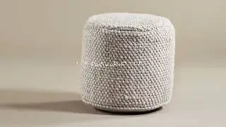 Lara Pouf in Heathered Crema by Poly & Bark | ottoman pouf, handwoven pouf, floor pouf, footrest