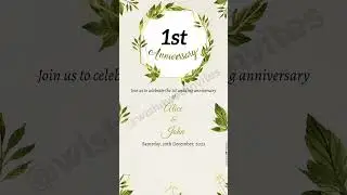 1st Anniversary Invitation | Green Leaf Anniversary Invitation Template - WishNWed