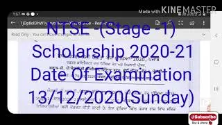NTSE STAGE-1 Scholarship Test  2020-21  BY SCERT#Apply Online