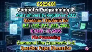 CS3251 Programming in C|Unit V File Processing|Command Line Arguments in C|Question Paper Discussion