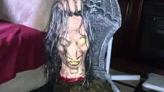 Animated Helga Toad Gutter /w Tombstone Halloween Prop