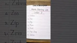 Words Starting with Letter Z