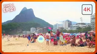 Leblon Beach Summer 4K - Rio de Janeiro Beach Tour in Brazil