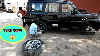 only 20000km me tyre wearout !! steering bubbling in scorpio!! problem and solution !! Scorpio tyre