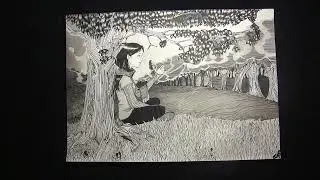 Landscape Drawing Original Ink Art #shorts