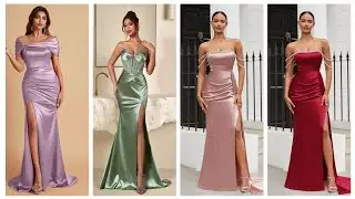 Women's elegant high slit floral Embellished evening gowns part dress, wedding guest dresses 