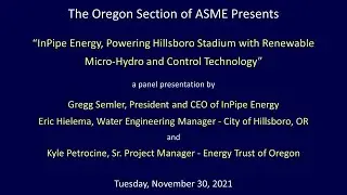 InPipe Energy, Powering Hillsboro Stadium with Renewable Micro-Hydro and Control Technology