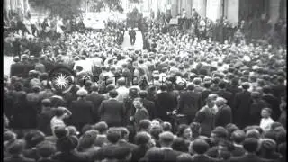 People gather to listen to Franz Neumann during a protest against the Soviet bloc...HD Stock Footage