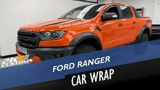 Ford Ranger Raptor fully wrapped in gloss orange