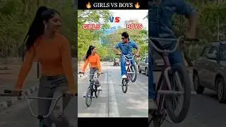 GIRLS VS BOYS 🔥 CYCLE STUNT -12 #cycle #stunt #short