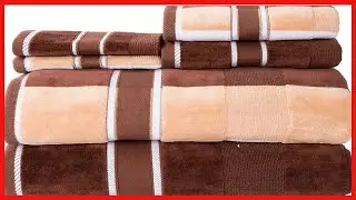 6 Piece   Oakville Beige Striped 100% Cotton Velour Set With 2 Bath Towels, 2 Hand Towels