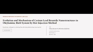 Evolution and Mechanism of Cesium Lead Bromide Nanostructures in Oleylamine‐Rich Syst... | RTCL.TV