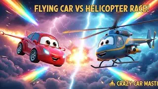 Flying Car vs Helicopter की Sky Battle शुरू!दोनों में कौन निकलेगा असली चैंपियन? 🌈🚗✨🚁 #CrazyCarMasti