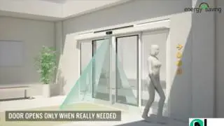 Automatic sliding doors with built in air curtain.