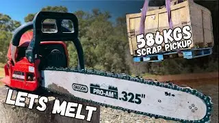 Huge Half Tonne Scrap Pick Up - Granulating Shredding & Chainsaw Melt - ASMR Metal Melting