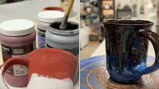 Glazing with multiple layers!! Wheel thrown pieces glazed w/ Amaco glazes. #ceramic #pottery #glaze 