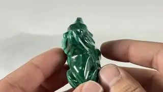 Hand-Carved Malachite Lion Gemstone Animal Carving