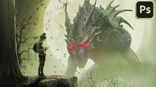Creating a Dark Fantasy Monster Scene in Photoshop on iPad | Speed Art Timelapse | manipulation