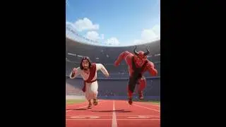 ✝️ Jesus vs Devil Race  Epic Battle on Running Track  Disney Pixar 2D Animation 🏃&zwj;♂️⚡🏆#jesusmiracles
