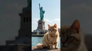 Cute Cat at the Statue of Liberty 🐱 | Adorable NYC Tourist Moment! #cute #cat #nyc #usa #shorts