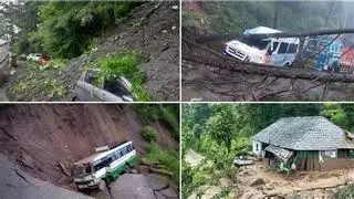 Himachal rain fury Cloudburst triggers multiple landslides in Mandi ChandigarhManali NH blocked