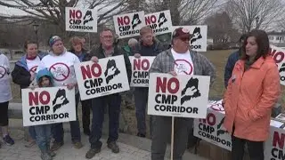 Protesters in Augusta believe the New England Clean Energy connect has no place in Maine's woods