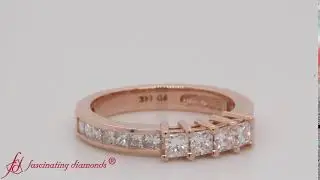 Channel Set Princess Cut Diamond Anniversary Band In Rose Gold-FDENS3022B