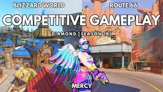 Console Mercy Diamond Competitive Gameplay - Blizzard World, Route 66 [Season 18] | Overwatch 2 PS5