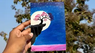 How To Paint Moonlight Stillness | Easy | Step By Step Tutorial | Painting |