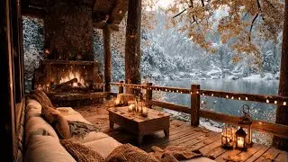 Cozy Lakeview Cabin Jazz ☕ Fireplace Instrumental for Winter Vibes 2