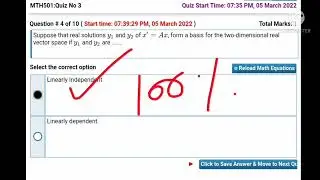 MTH501 Quiz No3 100% Correct Answers live Solution|| virtual University|| vu mth501 quiz3