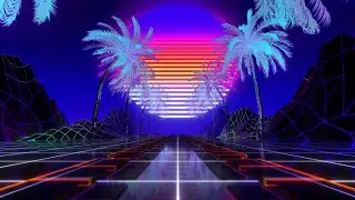Vaporwave Palm Tree VJ Loop 4K Animated Motion Background Wallpaper Screensaver