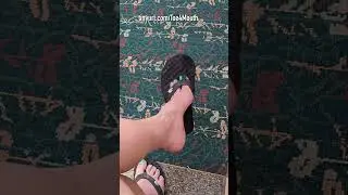 Flip Flop dangling at the airport (Public Shoeplay, Shoe Drop, Bare Feet)