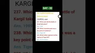 DAY - 32 Gk questions on kargil  war/ history topic