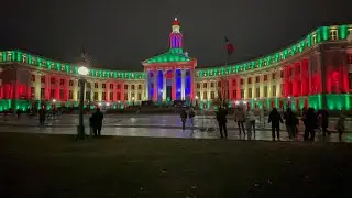 Denver Civic center park building Christmas event #light show